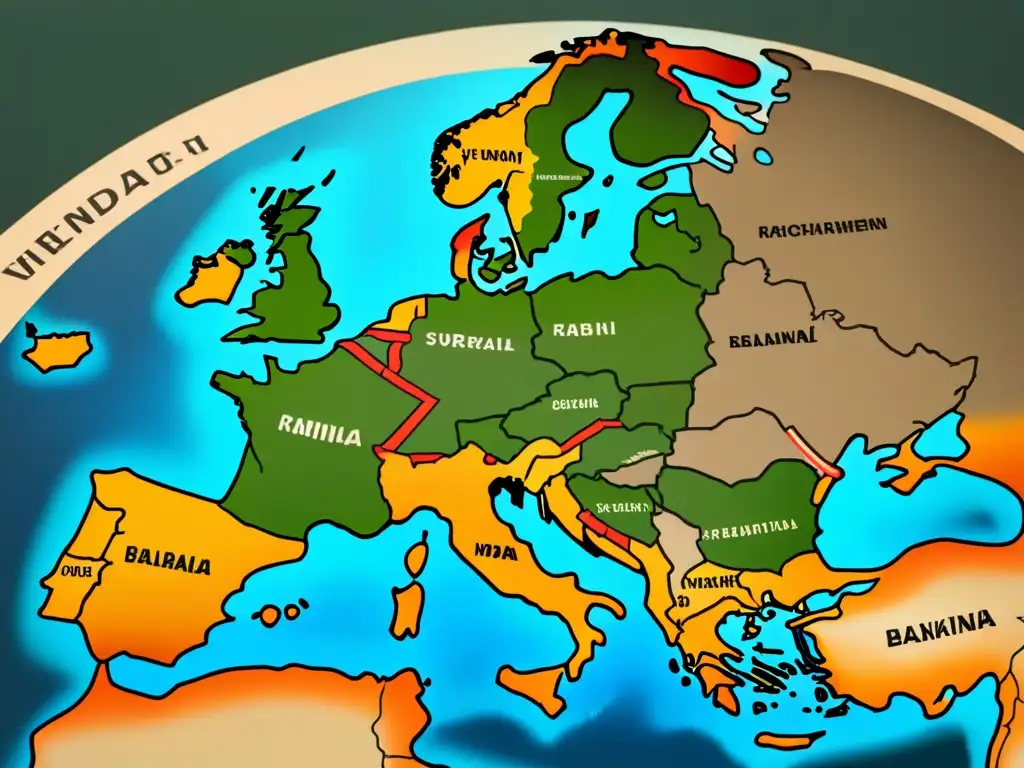 Mapa vintage detallado de origen y dispersión de apellidos en los Balcanes, con ricos tonos terrosos y toques de pergamino envejecido