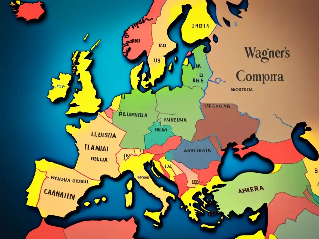 Mapa vintage detallado de los orígenes del apellido Wagner en Europa y las Américas