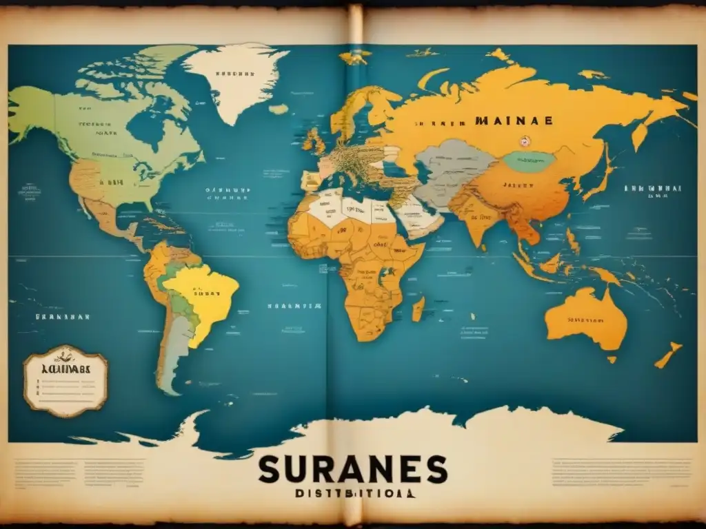 Mapa vintage detallado mostrando orígenes de apellidos, estatus social y geografía con caligrafía intrincada