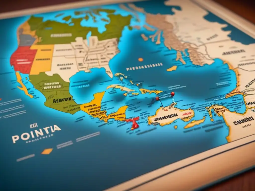 Mapa vintage detallado de un país ficticio con cambios políticos en registros genealógicos