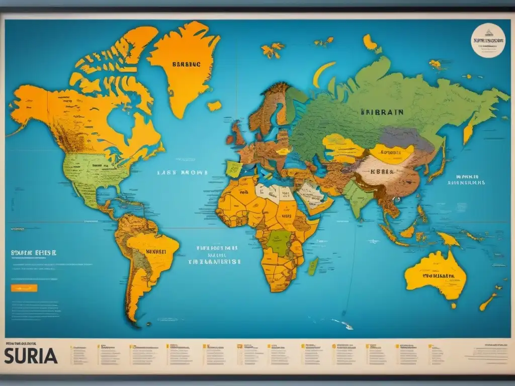 Un mapa vintage detallado de rutas de migración de apellidos, ilustrando la evolución lingüística