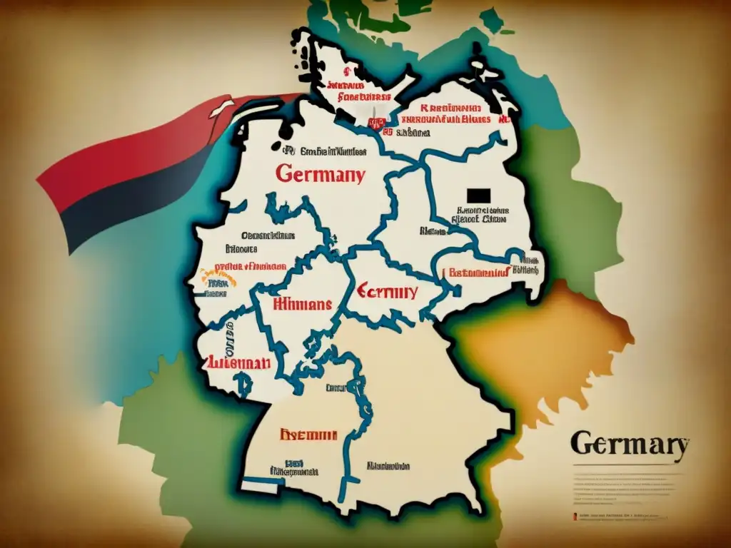 Mapa vintage detallado de Alemania del siglo XVIII, con historia del apellido Furst Alemania