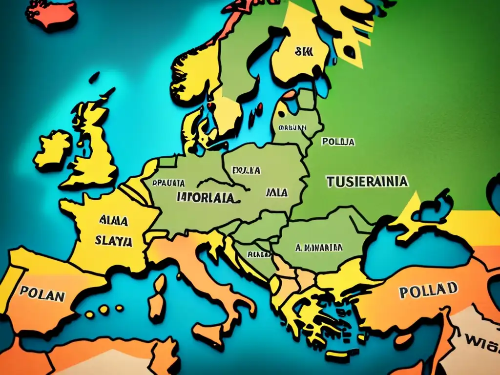 Mapa vintage detallado de Europa del Este, resaltando territorios eslavos con tonos sepia