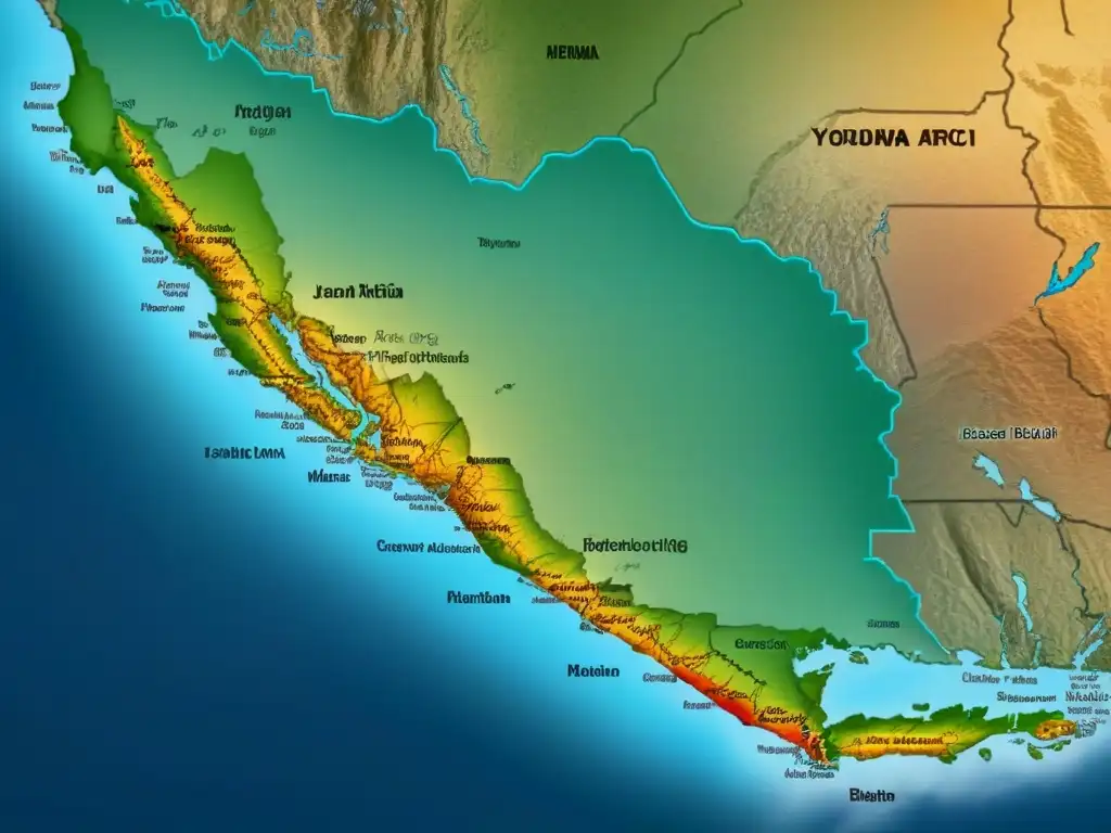 Mapa vintage detallado de territorios Yoruba en África Occidental con colores vibrantes y símbolos culturales