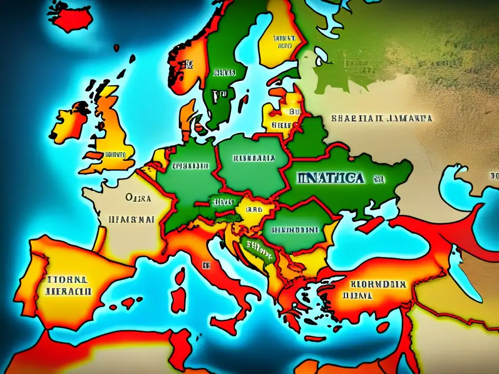 Mapa vintage detallando historia apellidos judíos en Europa del Este con tonos sepia y caligrafía delicada