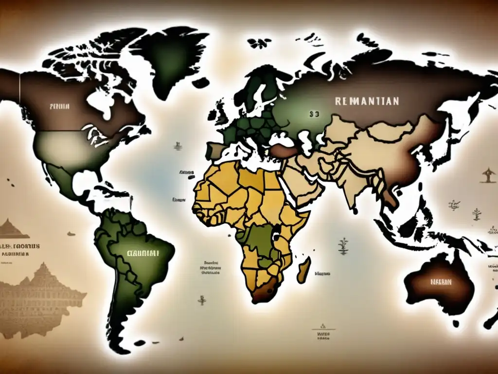 Mapa vintage con marcadores genéticos entrelazados, fusionando historia de apellidos y genética