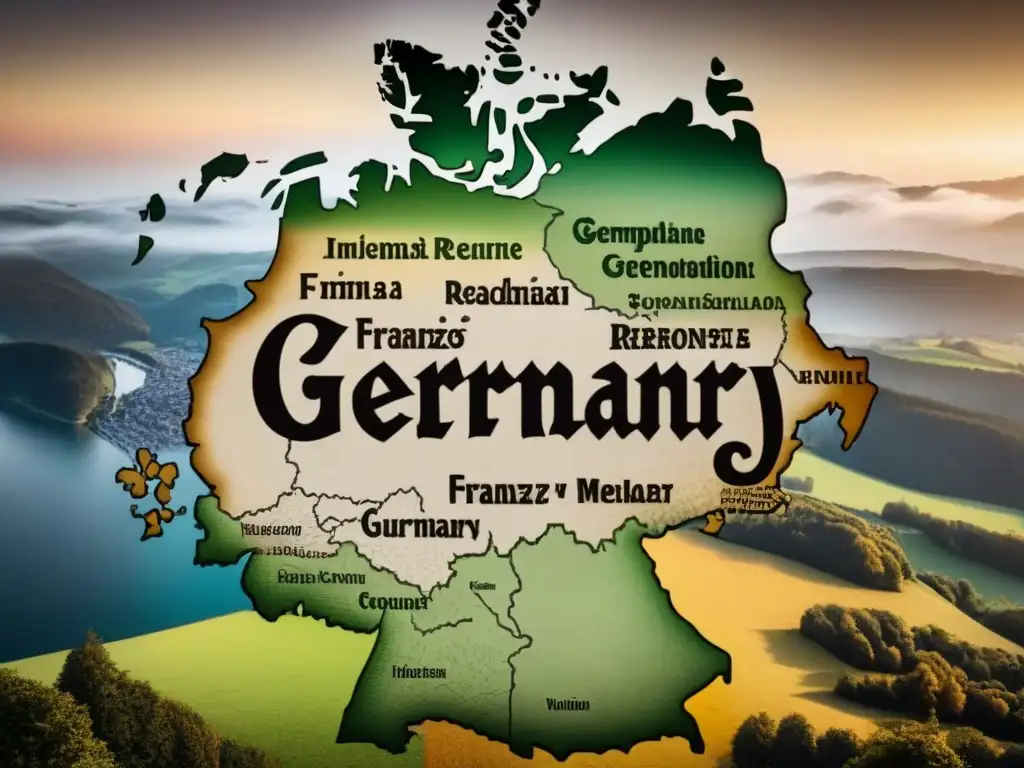 Mapa vintage detallando el origen y dispersión del apellido Franz en Alemania