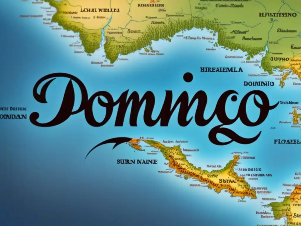 Mapa vintage detallando el origen de 'Domingo' como apellido común