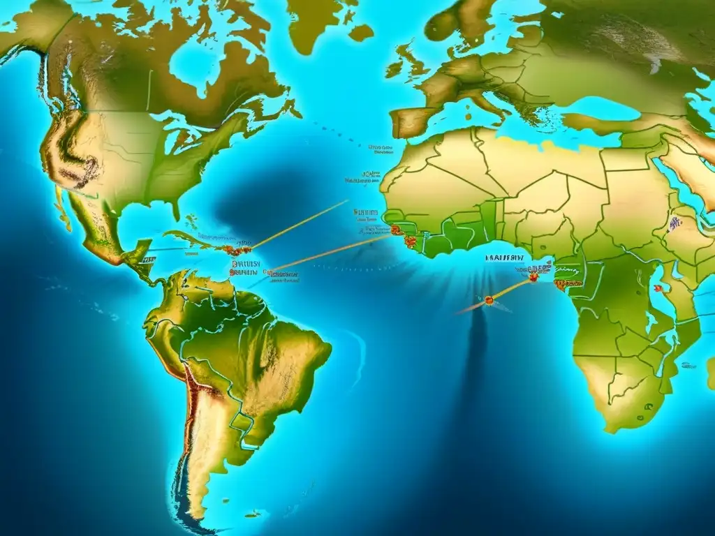 Mapa vintage de rutas migratorias del apellido Navarro en la historia