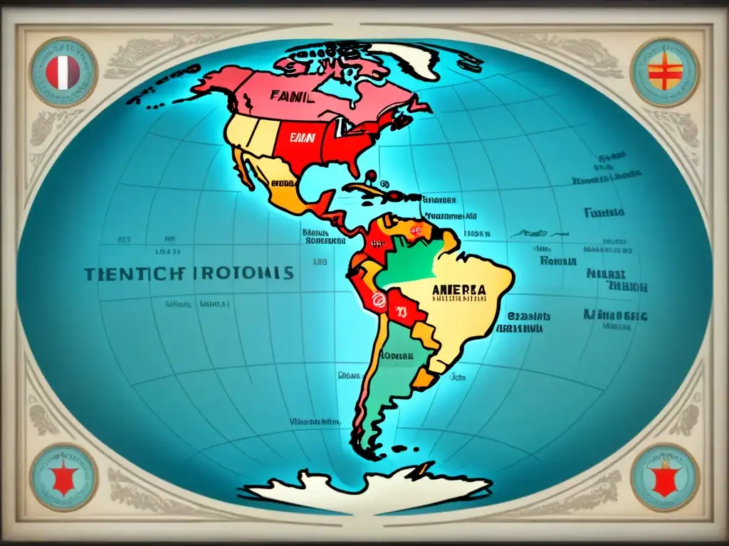 Un misterioso mapa vintage de las Américas con apellidos desaparecidos y emergentes