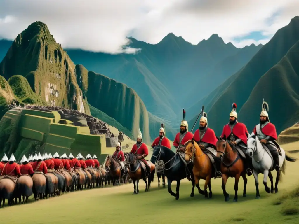 Conquista de Francisco Pizarro en los Andes: épica y temor Origen y legado de los Pizarro: Francisco Pizarro lidera a sus conquistadores en los Andes, ante la mirada atónita de los Incas