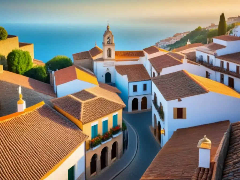 Un pintoresco pueblo español con calles empedradas, casas de piedra y tejados rojos