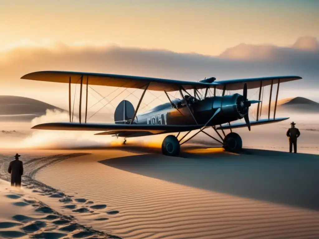 Los pioneros de la aviación, los hermanos Wright, junto a su Flyer en Kitty Hawk, Carolina del Norte