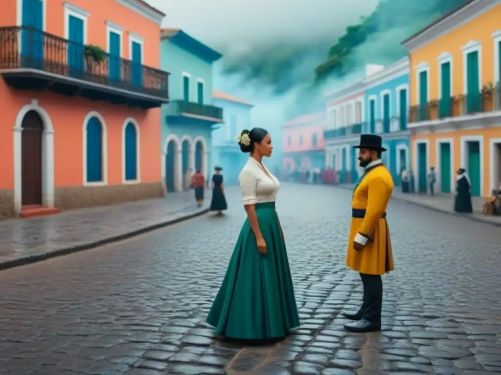 Plaza vibrante en pueblo histórico de América Latina, reflejando herencia y comunidad