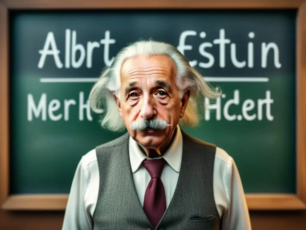 Retrato vintage de Albert Einstein con cabello desordenado y su característico bigote