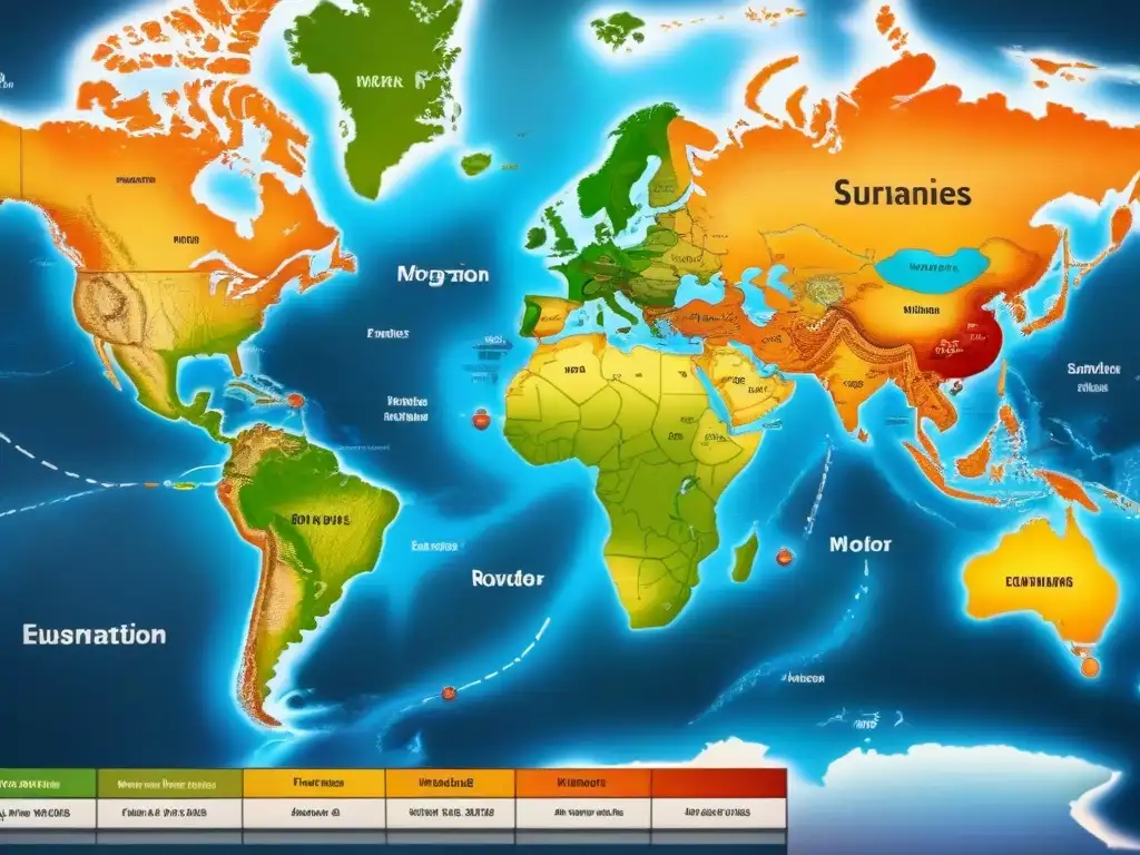 Un viaje ancestral: Origen epidemias migraciones genealogía apellidos trazados en un mapa vintage lleno de historias