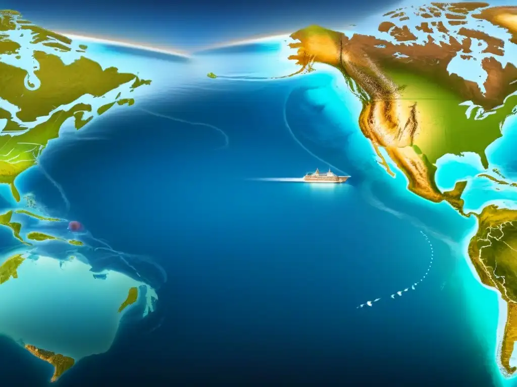 Viaje histórico de apellidos turcos a América: rutas migratorias del Imperio Otomano, barcos cruzando el océano y familias llegando a nuevas tierras