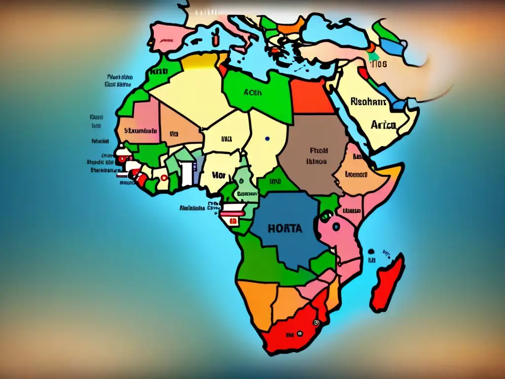 Un viaje a través de las historias de apellidos africanos diáspora, plasmadas en un mapa vintage lleno de detalles y conexiones históricas