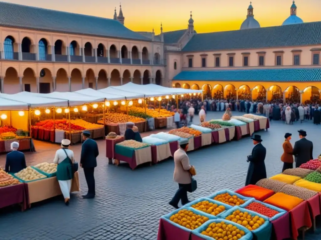 Un vibrante mercado en Sevilla con historia de apellidos, gente local y la icónica Giralda al atardecer