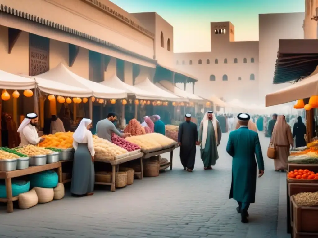 Un vibrante zoco qatarí con diversidad cultural y social, reflejo de la transformación de la sociedad y los apellidos en Qatar